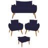 Kit 2 Poltronas + Namoradeira + Puff Opala Decorativa Balaqui Azul Marinho - 1