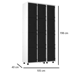 Armário Aço 12 Portas Academia Guarda Volume Trinco Preto - 5