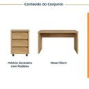 Ver imagem 2 de Escrivaninha Mesa Escritório com Gaveteiro com Rodízio Ficus 135cm CabeCasa MadeiraOriginals Rovere