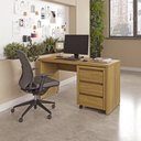 Ver imagem 1 de Escrivaninha Mesa Escritório com Gaveteiro com Rodízio Ficus 135cm CabeCasa MadeiraOriginals Rovere Marrom