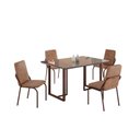 Ver imagem 2 de Conjunto Sala de Jantar Mesa 120x90cm Base Lunna Tampo MDF com Vidro Malibu Marrom