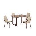 Ver imagem 2 de Conjunto Sala de Jantar Mesa 120x90cm Base Lunna Tampo MDF com Vidro Malibu Marrom/Creme