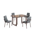 Ver imagem 2 de Conjunto Sala de Jantar Mesa 120x90cm Base Lunna Tampo MDF com Vidro Malibu Marrom/Grafite