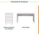 Ver imagem 2 de Escrivaninha Mesa Escritório com Gaveteiro com Rodízio Ficus 150cm CabeCasa MadeiraOriginals Branco