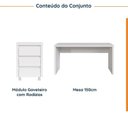 Ver imagem 2 de Escrivaninha Mesa Escritório com Gaveteiro com Rodízio Ficus 150cm CabeCasa MadeiraOriginals Branco
