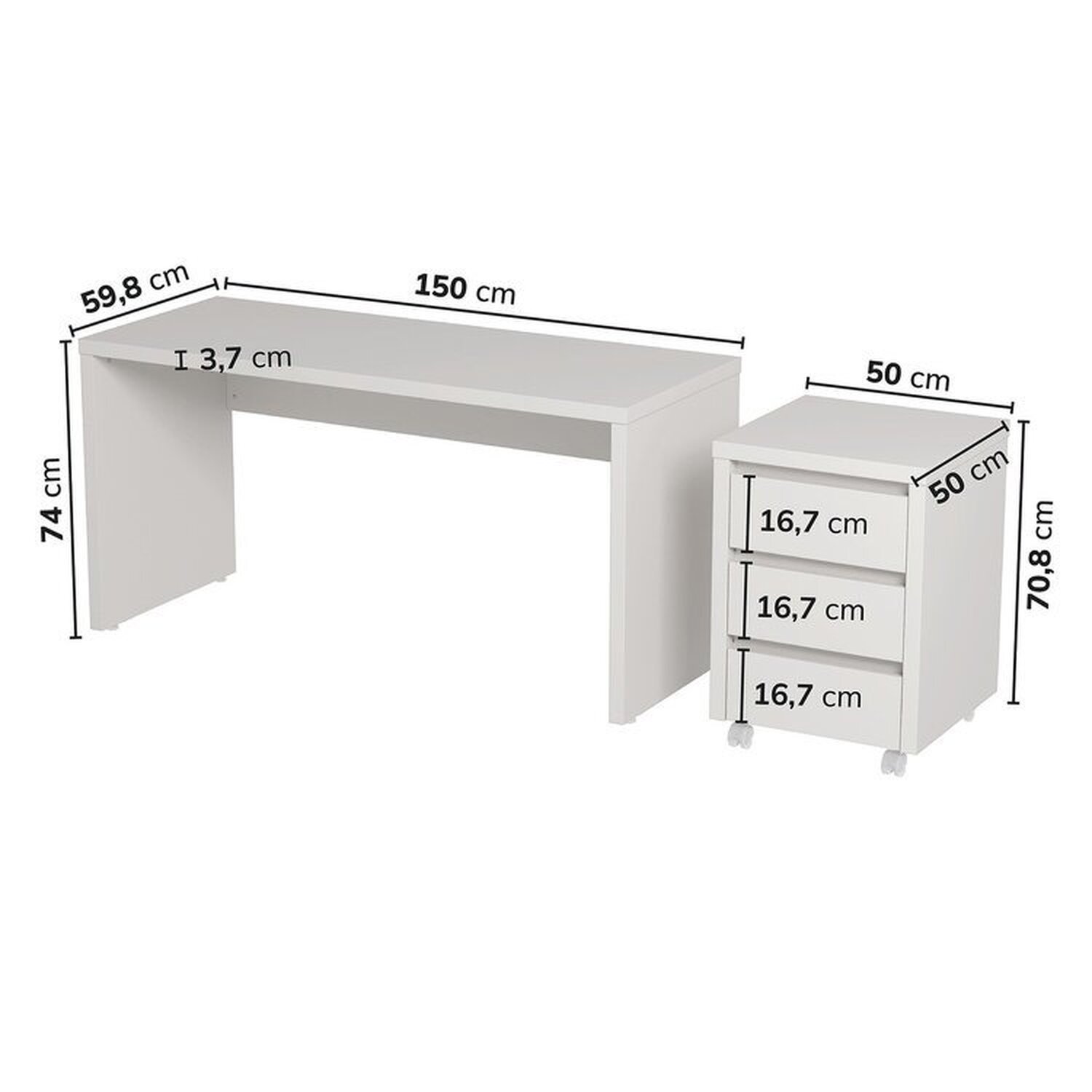 Mesa de Escritório 150cm com Gaveteiro com Rodízio Ficus Cabecasa Madeiramadeira - 3