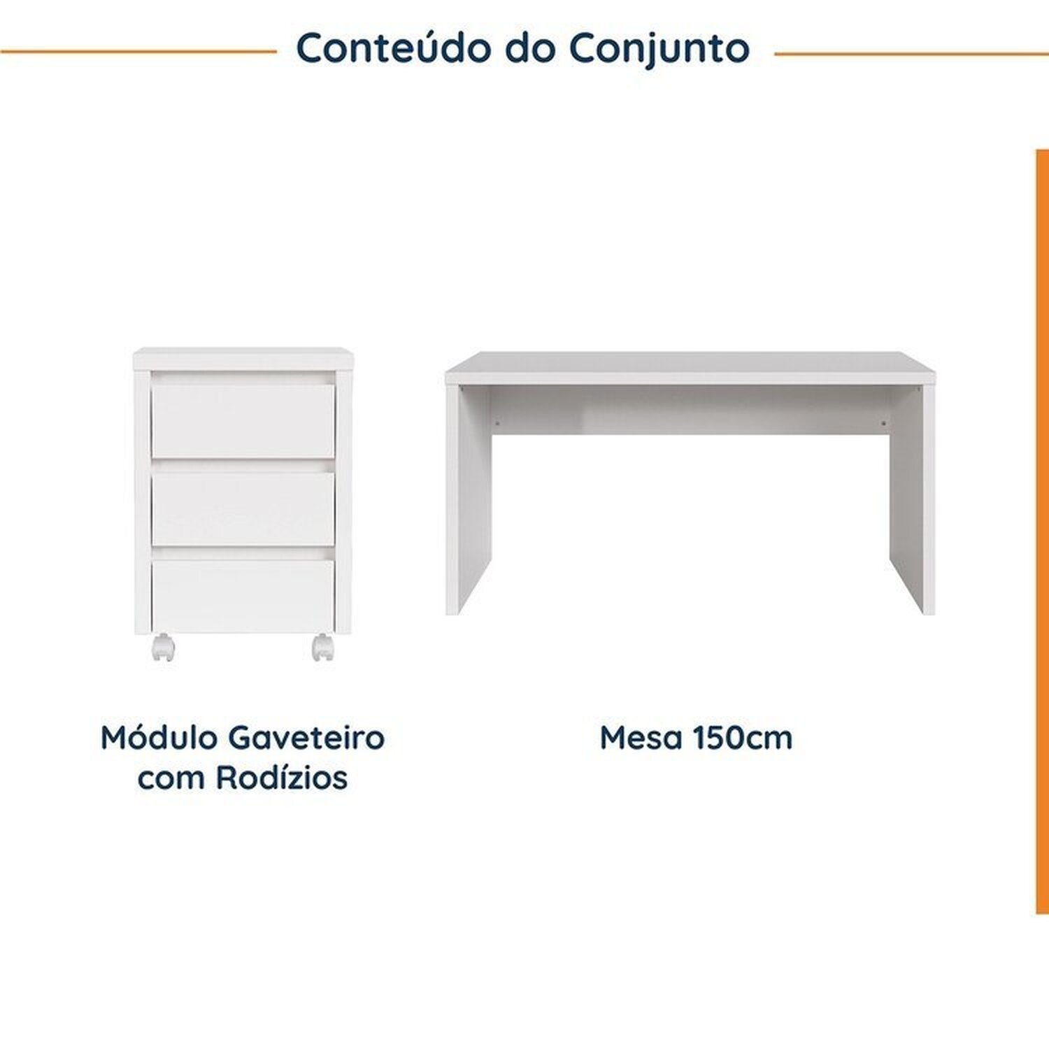 Mesa de Escritório 150cm com Gaveteiro com Rodízio Ficus Cabecasa Madeiramadeira - 2