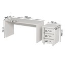 Ver imagem 3 de Escrivaninha Mesa Escritório com Gaveteiro com Rodízio Ficus 150cm CabeCasa MadeiraOriginals Branco