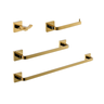 Kit De Acessório Quadrado Em Latão Dourado Para Banheiro 4 Peças Harmony Kit De Acessório Quadrado D - 1