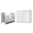 Ver imagem 1 de Berço Americano Danny Branco Acetinado Reller e Cômoda Infantil Americano Branco Hp - Henn.