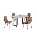 Ver imagem 2 de Conjunto Sala de Jantar Mesa 120x90cm Base Lunna Tampo MDF Laca com Vidro Malibu Preto/Marrom