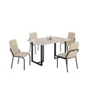 Ver imagem 2 de Conjunto Sala de Jantar Mesa 120x90cm Base Lunna Tampo MDF Laca com Vidro Malibu Preto/Creme