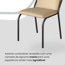 Ver imagem 6 de Conjunto Sala de Jantar Mesa 120x90cm Base Lunna Tampo MDF Laca com Vidro Malibu Preto/Creme