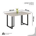 Ver imagem 3 de Conjunto Sala de Jantar Mesa 120x90cm Base Lunna Tampo MDF Laca com Vidro Malibu Preto/Creme