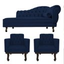 Ver imagem 1 de Kit Diva Recamier Diana 140cm Lado Esquerdo e 02 Poltronas Classic Suede - Doce Sonho Móveis RECAMIE
