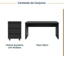 Ver imagem 2 de Escrivaninha Mesa Escritório com Gaveteiro com Rodízio Ficus 150cm CabeCasa MadeiraOriginals Preto
