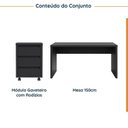 Ver imagem 2 de Escrivaninha Mesa Escritório 150cm com Gaveteiro com Rodízio Ficus CabeCasa MadeiraOriginals