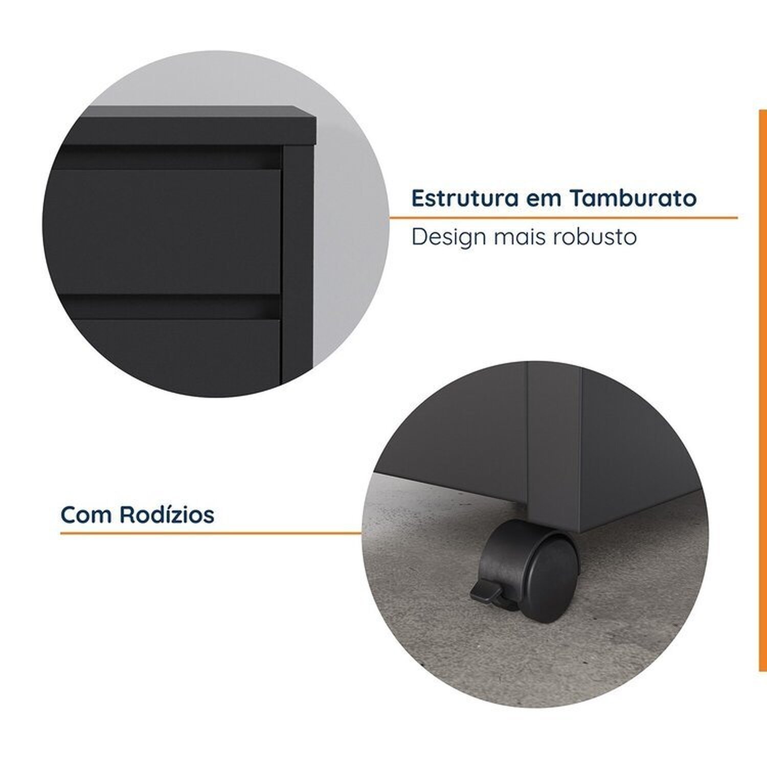 Mesa de Escritório 150cm com Gaveteiro com Rodízio Ficus Cabecasa Madeiramadeira - 4