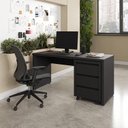 Ver imagem 1 de Escrivaninha Mesa Escritório com Gaveteiro com Rodízio Ficus 150cm CabeCasa MadeiraOriginals Preto