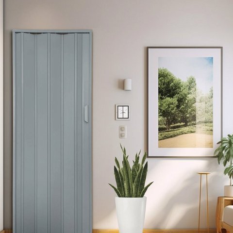 Kit com 4 Portas Sanfonada de PVC 210x84cm Bariri Cinza/Granizo