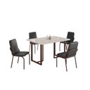 Ver imagem 2 de Conjunto Sala de Jantar Mesa 120x90cm Base Lunna Tampo MDF Laca com Vidro Malibu Marrom/Preto