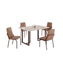 Ver imagem 2 de Conjunto Sala de Jantar Mesa 120x90cm Base Lunna Tampo MDF Laca com Vidro Malibu Marrom