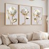 Quadro Decorativo Flores Gold Luxo Moderno Sala Quarto com Moldura - 2