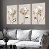 Quadro Decorativo Flores Gold Luxo Moderno Sala Quarto com Moldura - 3