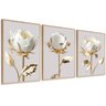 Quadro Decorativo Flores Gold Luxo Moderno Sala Quarto com Moldura - 1