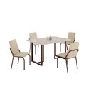Ver imagem 2 de Conjunto Sala de Jantar Mesa 120x90cm Base Lunna Tampo MDF Laca com Vidro Malibu Marrom/Creme