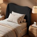 Ver imagem 1 de Cabeceira Orgânica para Cama Box Viúva Luma 120cm Bouclê Preto - Desk Design