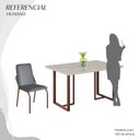 Ver imagem 5 de Conjunto Sala de Jantar Mesa 120x90cm Base Lunna Tampo MDF Laca com Vidro Malibu Marrom/Grafite