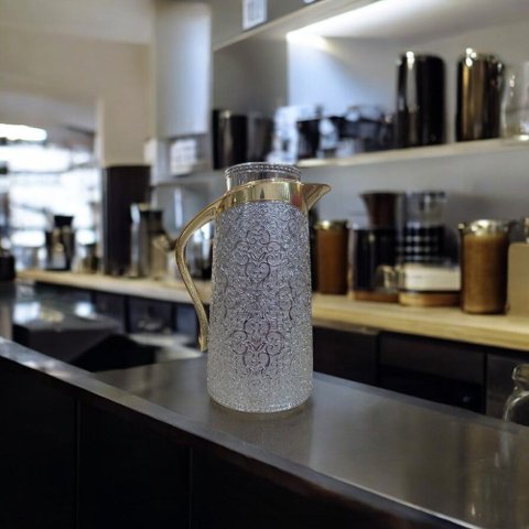 Garrafa Térmica Prata com Dourado para Café e Chá - 700ml