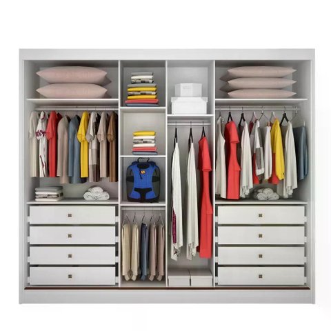 Guarda Roupa Diamond 3 Portas 8 Gavetas Cor:branco