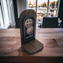 Ver imagem 2 de Oratório de Madeira Vitral Medalha de São Bento