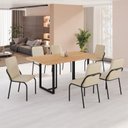 Ver imagem 1 de Conjunto Sala de Jantar Mesa 160x90cm Base Lunna Tampo MDF Malibu Preto/Creme