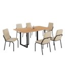 Ver imagem 2 de Conjunto Sala de Jantar Mesa 160x90cm Base Lunna Tampo MDF Malibu Preto/Creme