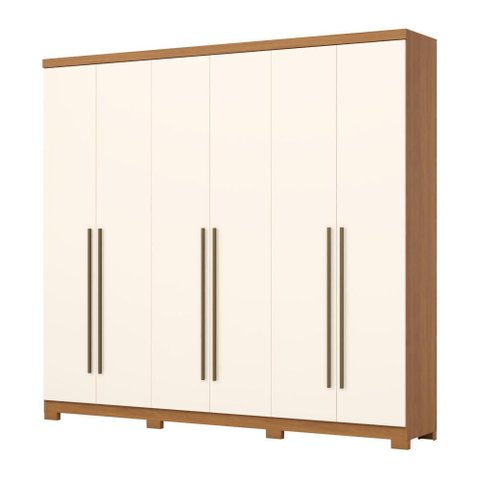 Guarda Roupa Casal 06 Portas 03 Gavetas New Jade D345 Cinamomo Off White - Henn