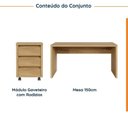 Ver imagem 2 de Escrivaninha Mesa Escritório com Gaveteiro com Rodízio Ficus 150cm CabeCasa MadeiraOriginals Rovere Marrom