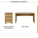 Ver imagem 2 de Escrivaninha Mesa Escritório 150cm com Gaveteiro com Rodízio Ficus CabeCasa MadeiraOriginals