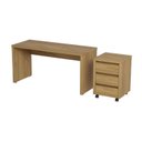 Ver imagem 7 de Escrivaninha Mesa Escritório com Gaveteiro com Rodízio Ficus 150cm CabeCasa MadeiraOriginals Rovere Marrom