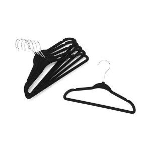 Cabide de Veludo Preto Slim Cava Lingerie Roupa Pequena 20un