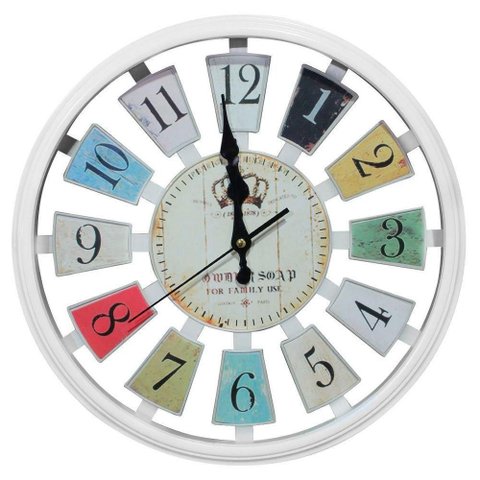Relógio de Parede Decorativo Branco Sala Escritório 37,5cm