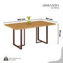 Ver imagem 3 de Conjunto Sala de Jantar Mesa 160x90cm Base Lunna Tampo MDF Malibu Marrom/Creme