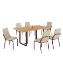 Ver imagem 2 de Conjunto Sala de Jantar Mesa 160x90cm Base Lunna Tampo MDF Malibu Marrom/Creme