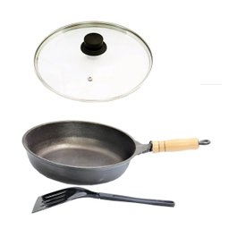 Frigideira Alta Antiaderente Cabo Tampa Vidro 24cm Espátula - 1