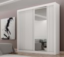 Ver imagem 1 de Guarda-roupa Solteiro Mdf 2 Portas de Correr 2 Gavetas com Espelho Milano Leifer Móveis:branco