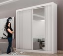 Ver imagem 5 de Guarda-roupa Solteiro Mdf 2 Portas de Correr 2 Gavetas com Espelho Milano Leifer Móveis:branco