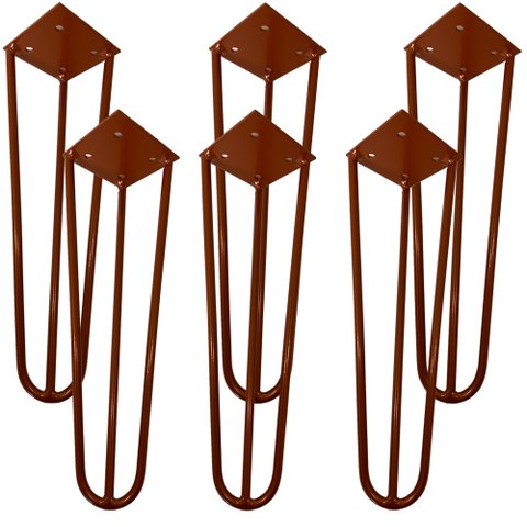Kit 06 Pés de Ferro Aço Hairpin Legs 30 Cm Bronze A01 Sofá Móveis Mesa - Inoviza