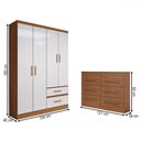 Ver imagem 4 de Guarda-roupa Solteiro Europa 4 Portas 2 Gavetas e Cômoda 6 Gavetas Cinamomo/off White - Panorama Móv